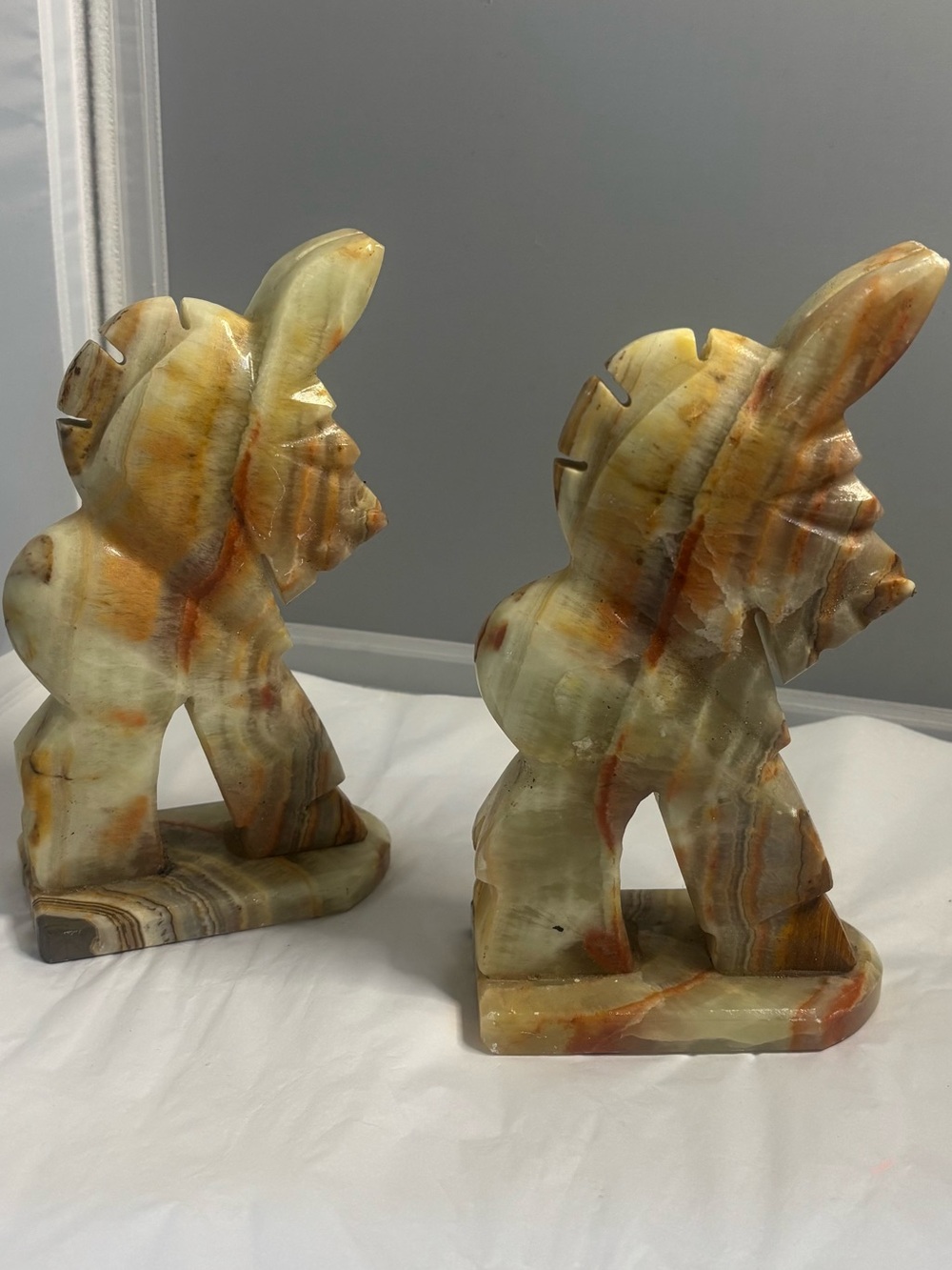 Vintage Hand-Carved Onyx horse Warrior Bookends